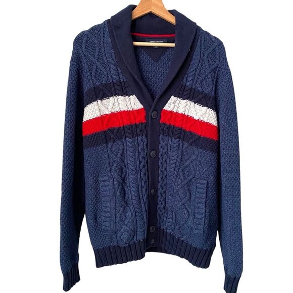 Tommy Hilfiger Front Button Knit Sweater Cardigan in Men's Size Large - Picture 2 of 8